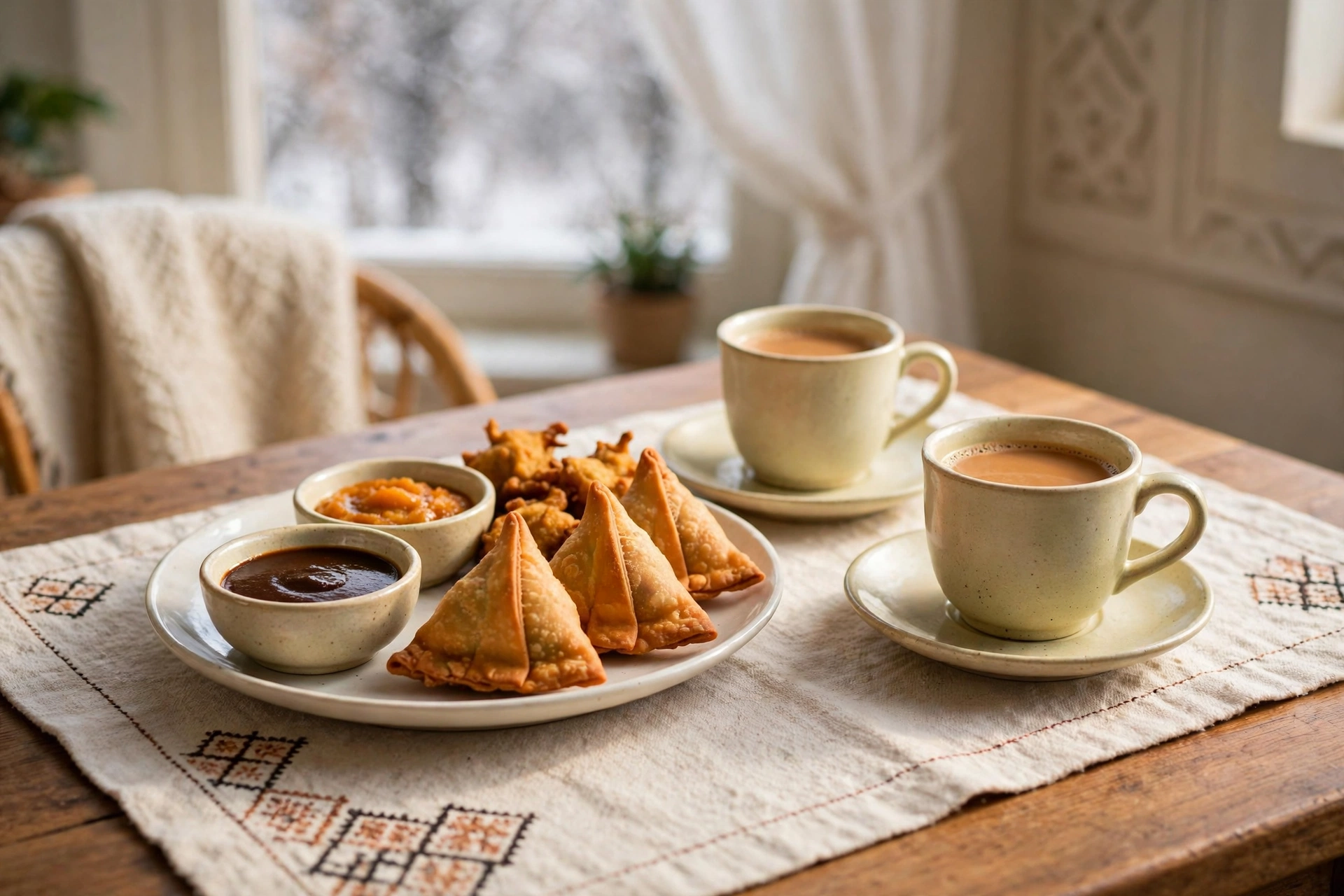 Winter Snacks with Chai and Chutneys